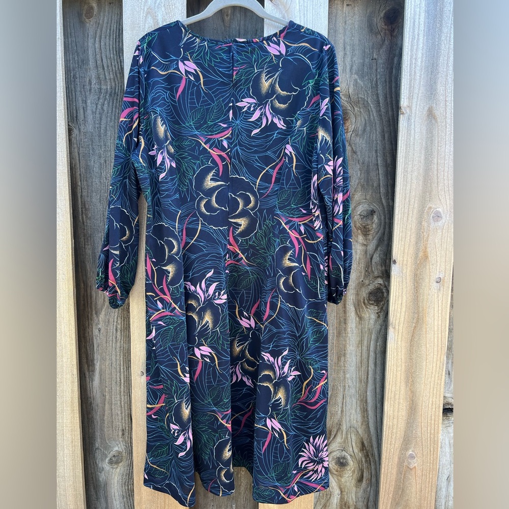 Vintage Navy Floral Long Sleeve Dress - Picture 2 of 7